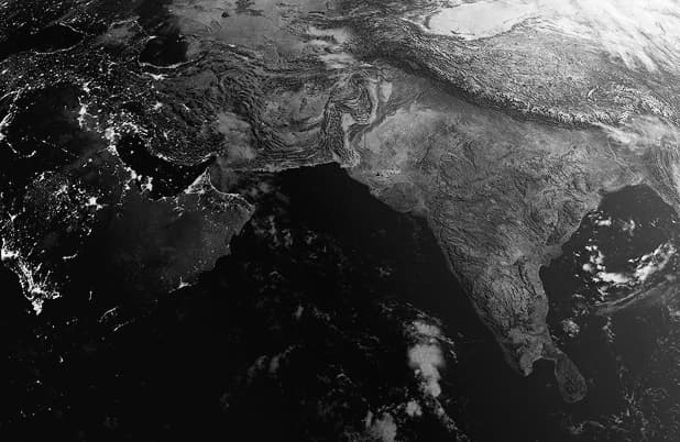 A top-down view of the globe