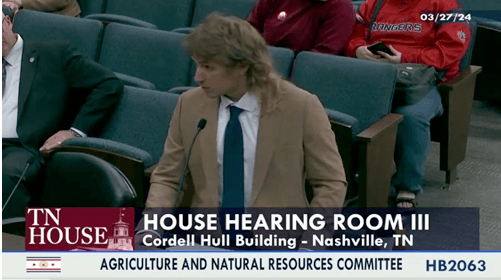 Testimony at the Tennessee Agriculture & Natural Resources Committee