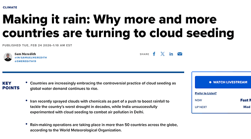 CNBC: Why more countries are turning to cloud seeding